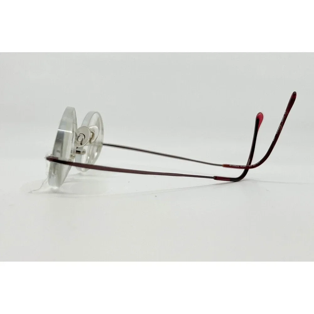 Dollar Optical Eyeglasses Unisex Red Beta Titanium Rimless Oval BT 2000 150